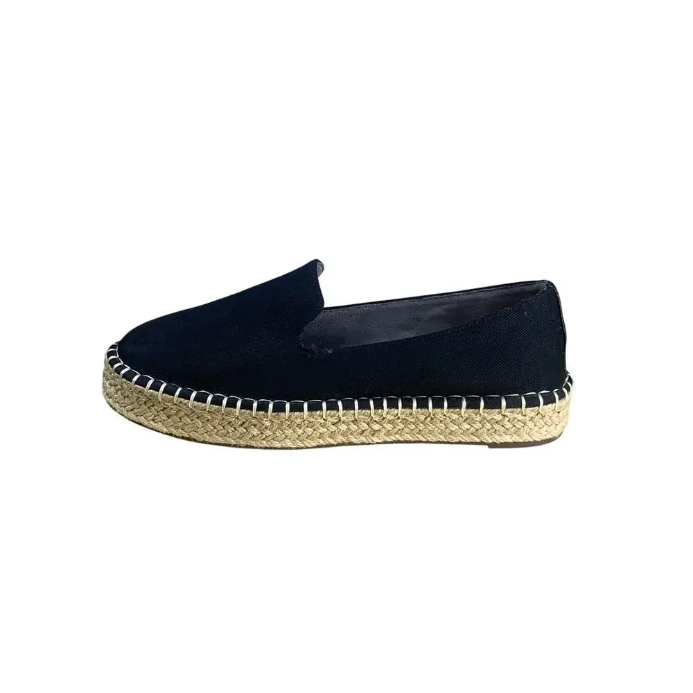 Joie Cara Womens 8 Black Canvas Espadrilles Slip On Flats Casual